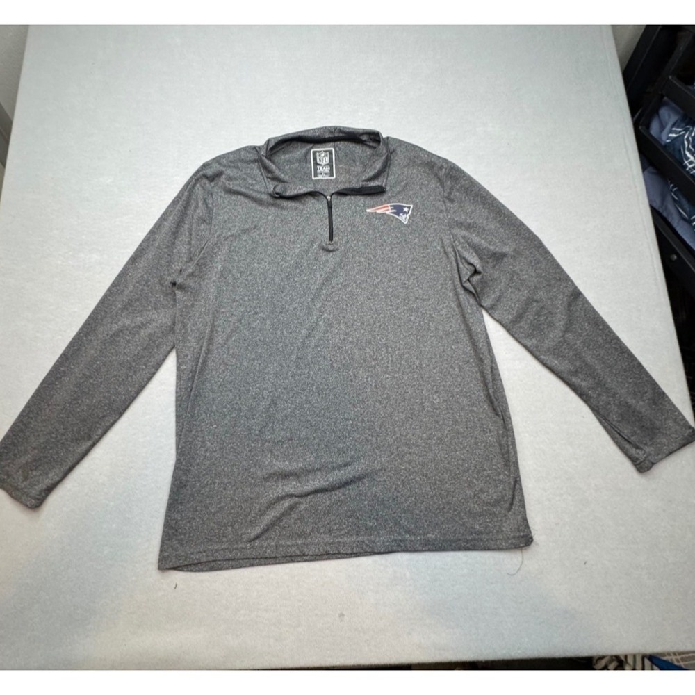 NFL Team Apparel New England Patriots Quarter‎ Zip Pullover Gray Mens XL Heather